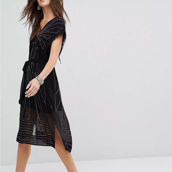 Free People Daisy Embellished Retro Art Deco Midi Dress - Picture 3 of 7